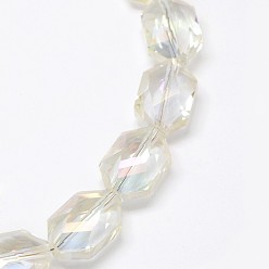 Plaqué Arc-En-Ciel Hexagonaux facettes perles de verre de galvanoplastie brins, arc-en-ciel plaqué, 18x12x8.5mm, Trou: 1mm, Environ 40 pcs/chapelet, 25.5 pouce