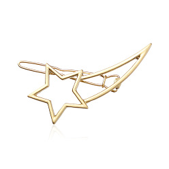 Golden Star Alloy Hollow Geometric Hair Pin, Ponytail Holder Statement, Hair Accessories for Women Girls, Golden, 51x24mm