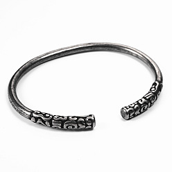 Antique Silver Stainless Steel Cuff Bangle, Antique Silver, Inner Diameter: 2-1/2 inch(6.5cm)