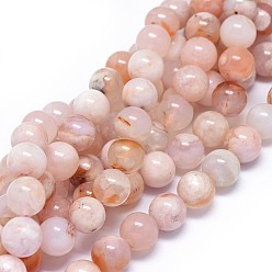 Cherry Blossom Agate Natural Cherry Blossom Agate Beads Strands, Round, 10mm, Hole: 0.8mm, about 37pcs/strand, 15.5 inch(39cm)