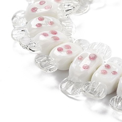 WhiteSmoke Handmade Lampwork Beads, Bumpy, Candy with Spot, WhiteSmoke, 26~29x9x7.5~8mm, Hole: 1mm