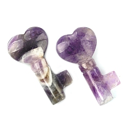 Amethyst Natural Amethyst Carved Healing Heart Key Stone, Reiki Energy Stone Display Decorations, 39x22x10mm
