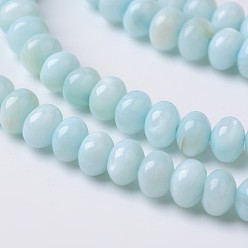 Aqua Dyed Natural Freshwater Shell Rondelle Bead Strands, Aqua, 6x4mm, Hole: 1mm, about 91pcs/strand, 15.6 inch