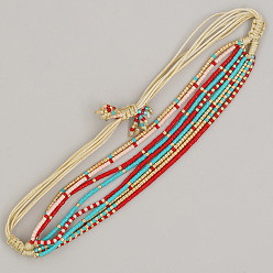 MI-B220500G Boho Miyuki Beaded Multi-layer Bracelet for Women - Ultra-thin Stackable Hand Jewelry