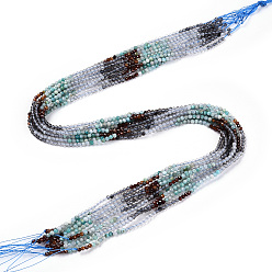 Смешанные камни Природных драгоценных камней смешанного бисер нитей, круглые бусины, граненые, 2~2.5x2~2.5 мм, отверстие : 0.5 мм, около 190~196 шт / нитка, 15.35''~15.75'' (39~40 см)