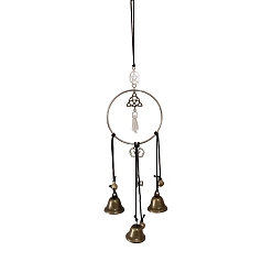 Bell Alloy Wind Chimes, with Glass Pendants, for Home Decoration, Bell, 430x100mm