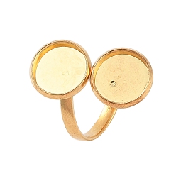Настоящее золото 18K 304 открытые кольца манжеты из нержавеющей стали, настройка кольца колодки, плоско-круглые, реальный 18 k позолоченный, внутренний диаметр: 17 мм, лоток : 10 мм