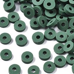 Sea Green Eco-Friendly Handmade Polymer Clay Beads, Disc/Flat Round, Heishi Beads, Sea Green, 4x1mm, Hole: 1mm, about 55000pcs/1000g