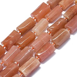 Peach Moonstone Natural Peach Moonstone Beads Strands, Nuggets, 11~14x6~8mm, Hole: 0.9mm, about 28~32pcs/strand, 15.75''(40cm)