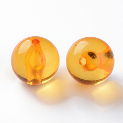 Оранжевый Прозрачные акриловые бусины, круглые, оранжевые, 20x19 мм, отверстие : 3 мм, Около 111 шт / 500 г