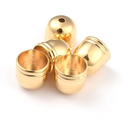Real 24K Gold Plated Brass Core End Caps, Long-Lasting Plated, Column, Real 24K Gold Plated, 9x9mm, Hole: 1.6mm, Inner Diameter: 8mm