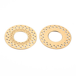 Real 14K Gold Plated 304 Stainless Steel Filigree Joiners Links Cabochon Settings, Flat Round, Real 14K Gold Plated, Tray: 2mm, 28x0.5mm, Hole: 1.4mm