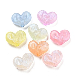 Mixed Color Luminous Acrylic Beads, Glitter Pendants, Glow in the Dark, Heart, Mixed Color, 17.5x24x10mm, Hole: 2.5mm, about 200pcs/500g