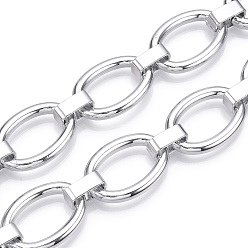 Platinum Aluminum Oval Link Chains, Unwelded, Platinum, 27.5x19x4mm, 12x5x1.5mm