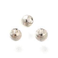 Серебро Латунные бусины, долговечный, без кадмия и без свинца, круглые, серебряные, 3x2.5 мм, отверстие : 1.2 мм