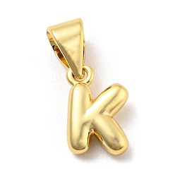 Letter K Brass Charms, Real 18K Gold Plated, Long-Lasting Plated, Lead Free & Cadmium Free, Letter Charm, Letter K, 9.5x6x2.5mm, Hole: 5x3.5mm