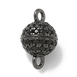 Черный Стойка покрытие круглая латунь микропаве кубический цирконий магнитные застежки, долговечный, без свинца и без кадмия, металлический черный , чёрные, 10x6 мм, отверстие : 1.5 мм