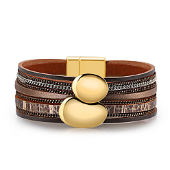 Coconut Brown Irregular Circle Design Creative Leather Women's Bracelet - Personalized, Texture, Mix Batch.