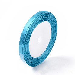 Deep Sky Blue Single Face Satin Ribbon, Polyester Ribbon, Deep Sky Blue, 1/4 inch(6mm), about 25yards/roll(22.86m/roll), 10rolls/group, 250yards/group(228.6m/group)