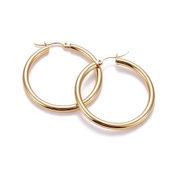 Golden 201 Stainless Steel Hoop Earrings, with 304 Stainless Steel Pin, Hypoallergenic Earrings, Ring Shape, Golden, 9 Gauge, 36x3mm, Pin: 0.7x1mm