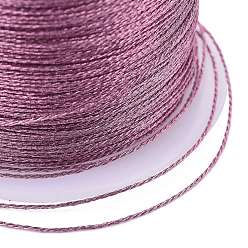 Old Rose Polyester Braided Metallic Thread, for DIY Braided Bracelets Making and Embroidery, Old Rose, 0.4mm, 6-Ply, about 54.68 yards(50m)/roll