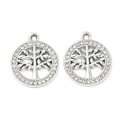 Платина Подвески из сплава и страза, Дерево прелести, uv покрытие, платина, 20.5x17.5x2 мм, отверстие : 1.8 мм