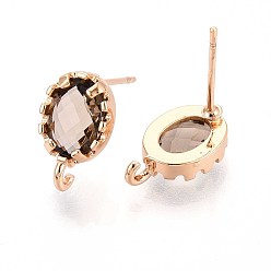 Верблюжий Изделия из латуни, со стеклом и петлей, долговечный, овальные, золотой свет, верблюжие, 11.5x7.5 мм, отверстие : 1 мм, штифты : 0.7 мм