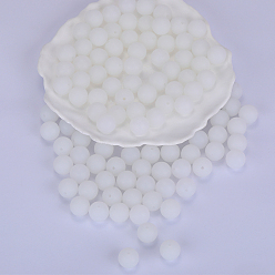 Белый Круглые силиконовые фокусные бусины, жевательные бусины для чайников, DIY уход за ожерельем, белые, 15 мм, отверстие : 2 мм