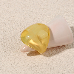 Yellow Fashionable Acrylic Ring - Simple Geometric Ring for Women, European and American Style.