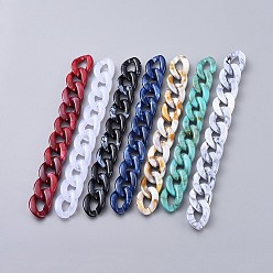 Mixed Color Acrylic Curb Chains, Unwelded, Mixed Color, 39.37 inch(100cm), Link: 29x21x6mm, 1m/strand