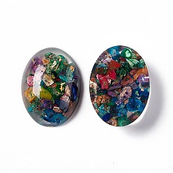 Mixed Stone Natural Imperial Jasper & Synthetic Opal Cabochons, with Epoxy Resin, Dyed, Half Oval, 29~30x21.5~22.5x7~8.5mm