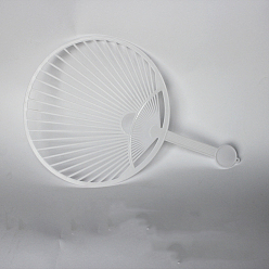 White DIY Plastic Paddle Fan Frames, Flat Round, White, 42x38cm