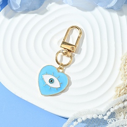 Темно-Голубой Подвеска из эмали из сплава сердца со сглазом, украшения, с поворотными застежками сплава, глубокое синее небо, 59 мм, Кулон : 36 мм