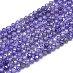 Medium Slate Blue Cubic Zirconia Beads Strands, Faceted, Round, Medium Slate Blue, 3mm, Hole: 0.5mm, about 132pcs/strand, 15 inch(38cm)