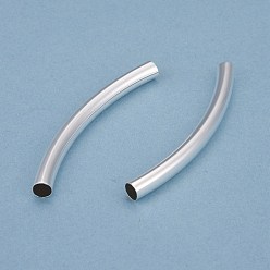 Посеребрённый Бисера латунной трубки, долговечный, изогнутые бусины, трубка, 925 серебро покрытием, 54x5 мм, отверстие : 4 мм