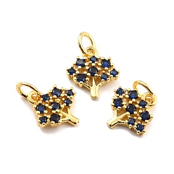 Темно-Синий Латунные микро проложить кубического циркония прелести, реальный 18 k позолоченный, без кадмия и без свинца, дерево, темно-синий, 11x10x2 мм, отверстие : 3.8 мм