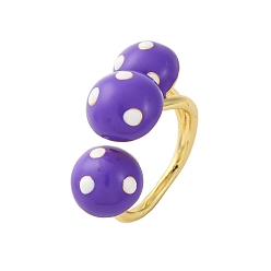 Сланцево-синий Латунные эмалевые открытые манжеты для женщин, гриб, стойки покрытие, прочное покрытие, без кадмия и без свинца, синевато-серый, внутренний диаметр: 18 мм