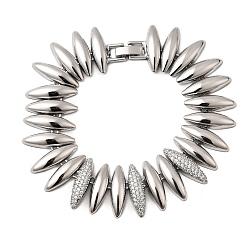 Платина Браслеты из латунной цепочки для женщин, двухконусные, с кубического циркония, долговечный, без кадмия и без свинца, стойки покрытие, платина, 7-7/8 дюйм (20.1 см)