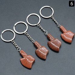 Goldstone Goldstone Keychain, with Matel Finding, Cute Axe Bag Pendant, 10~11cm