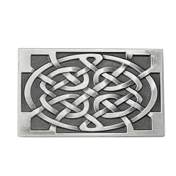 Antique Silver Saint Patrick's Day Theme Zinc Alloy Buckles, Belt Fastener, Rectangle with Knot, Antique Silver, 53x90mm