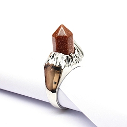 Камень с Пылевым Золотом Манжеты из синтетического золота, шестиугольник призма, широк: 8 мм