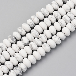 Howlite Natural Howlite Beads Strands, Frosted, Rondelle, 8x5~6mm, Hole: 1mm, about 68~69pcs/strand, 14.56 inch(37~38cm)