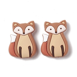 Wheat Silicone Focal Beads, Baby Fox, Wheat, 35x26.5x9mm, Hole: 2mm