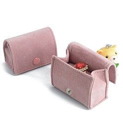 Flamingo Veleteen Ring Storage Boxes, Portable Travel Jewelry Case for Rings, Earring Studs, Bag Shape, Flamingo, 6x3x4cm