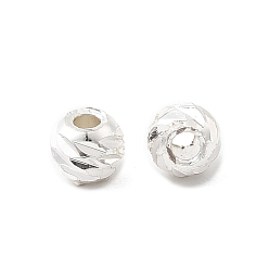 Серебро Рифленые круглые латунные бусины, долговечный, стойки покрытие, без свинца и без кадмия, серебряные, 4x3 мм, отверстие : 1.6 мм