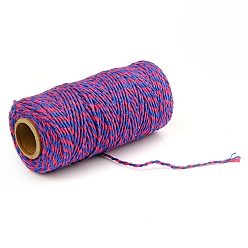 Deep Pink 100M Macrame 2-Ply Cotton Braid Thread, with Spool, Round, Deep Pink, 2mm, about 109.36 Yards(100m)/Roll