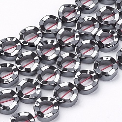 Black Non-magnetic Synthetic Hematite Beads Strands, Grade A, Twist Donut, Black, 12x4mm, Hole: 1mm