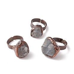 Апатит Открытое кольцо-манжета с натуральным апатитом неправильной формы, ювелирные изделия из красной меди из латуни для женщин, без кадмия и без свинца, внутренний диаметр: 17~19 мм