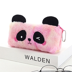 Ярко-Розовый Милый пенал из полиэстера с пандой, сумки на молнии, универсальный держатель для ручек, для офиса и школьных принадлежностей, ярко-розовый, 200x100 мм