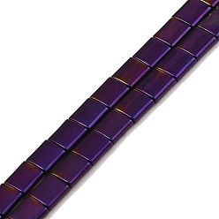 Purple Plated Electroplated Non-magnetic Synthetic Hematite Beads Strands, Square, 2-Hole, Purple Plated, 5x5x2mm, Hole: 0.8mm, about 74pcs/strand, 15.75 inch(40cm)